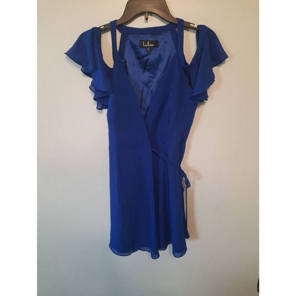 Lulus size XS Royal Blue Mini Wrap Dress - Picture 1 of 4